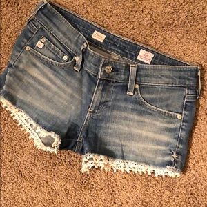 AG Daisy Low Rise Jean Shorts with White trimming